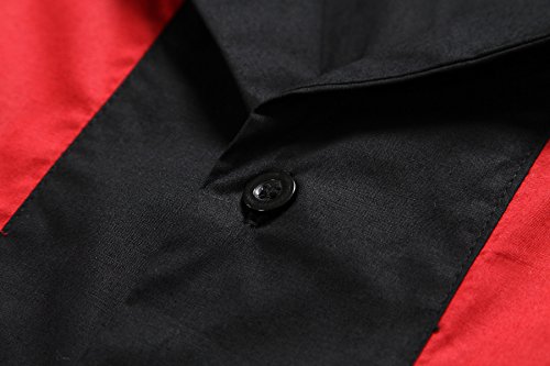 Candow Look moda para hombre casual camisas de vestido cowboy Rojo manga corta vendimia (XXX-Large)