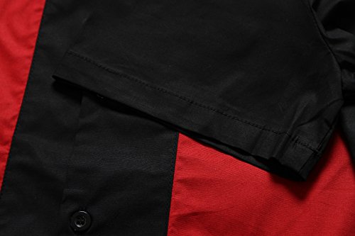 Candow Look moda para hombre casual camisas de vestido cowboy Rojo manga corta vendimia (XXX-Large)