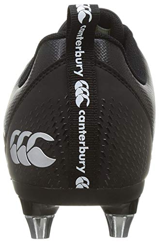 Canterbury Stampede 3.0 Soft Ground, Zapatillas para Rugby Hombre, Negro/Gris Oscuro/Plata Claro, 41.5 EU