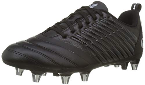 Canterbury Stampede 3.0 Soft Ground, Zapatillas para Rugby Hombre, Negro/Gris Oscuro/Plata Claro, 41.5 EU