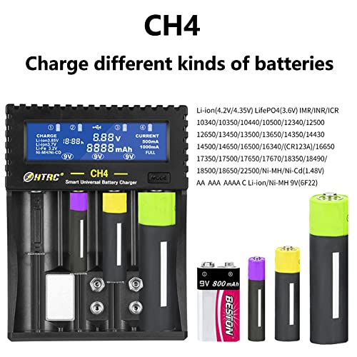 Cargador Cargador de batería Pantalla LCD Cargador de batería Universal para baterías Li-Ion 18650 Baterías Li-Ion/IMR/INR/ICR / LiFePO4