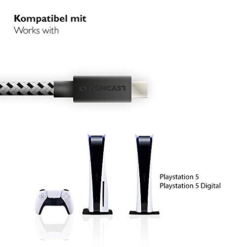 Cargador Mando de Carga Rápida 2 Cables para PS5 USB Tipo C 4 metros Lioncast para Sony PlayStation 5 | USB Cable Tipo C Mando Ps5 Dual Sense | Cable Cargador PS5 Nylon Trenzado