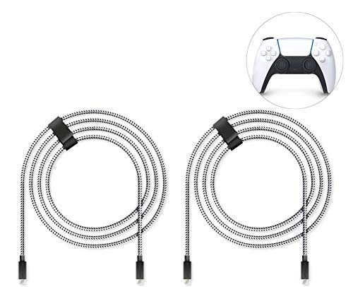 Cargador Mando de Carga Rápida 2 Cables para PS5 USB Tipo C 4 metros Lioncast para Sony PlayStation 5 | USB Cable Tipo C Mando Ps5 Dual Sense | Cable Cargador PS5 Nylon Trenzado
