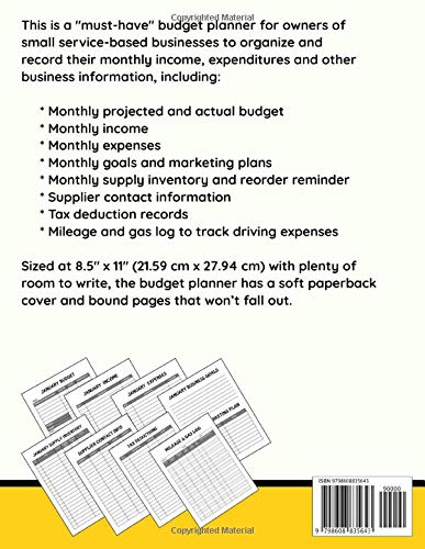 Carpet Cleaner Business Budget Planner: 8.5" x 11"  Professional Carpet Cleaning 12 Month Organizer to Record Monthly Business Budgets, Income, ... Info, Tax Deductions and Mileage (118 Pages)