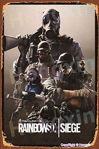 Cartel de chapa vintage - Tom Clancy's Rainbow Six Siege - Cartel de carteles de metal retro, placa de pintura de hierro, decoración de pared para bar, cafetería, garaje para el hogar, 8 × 12 pulgadas