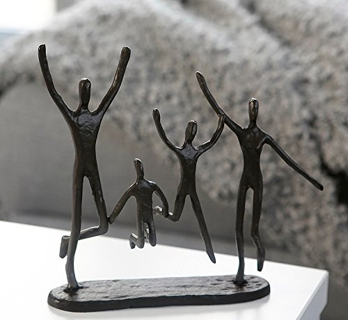 Casablanca Design Skulptur Jumping Gußeisen brüniert 22 cm Familie Freude Figur Deko 74572