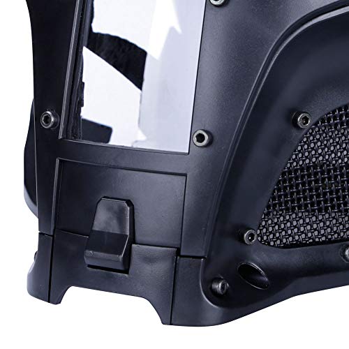 Casco para paintball militar táctico con lente de PC, casco táctico de cubierta completa, accesorios para CS War-Game Shooting (Bk)
