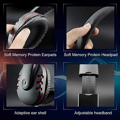 Cascos Gaming PS4, Gezimetie Auriculares Gaming PS4 PC con Microfono Diadema, Cascos Gamer Headset Estéreo con Orejeras Cómodas,Gaming Headset con Control de Volumen para Xbox One Switch Tableta