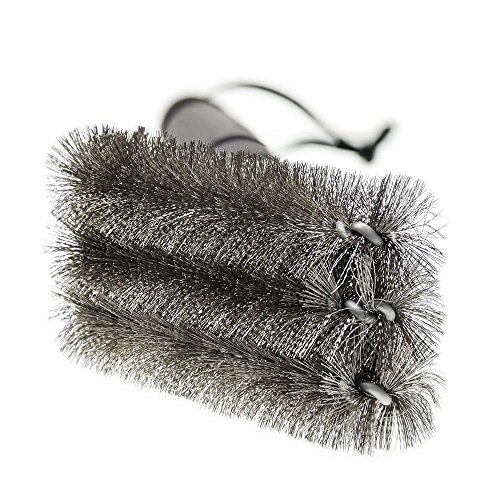 Cepillo con montura triangular y de acero inoxidable rayinblue para limpiar parrillas y barbacoas, 45 cm, acero inoxidable, 3-Branch