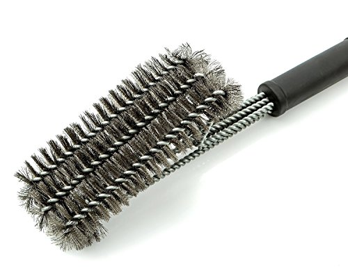 Cepillo con montura triangular y de acero inoxidable rayinblue para limpiar parrillas y barbacoas, 45 cm, acero inoxidable, 3-Branch