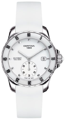 Certina Certina DS First Lady C014.235.17.011.00 - Reloj analógico de mujer de cuarzo con correa de silicona blanca