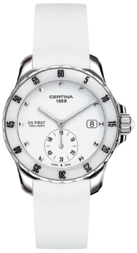 Certina Certina DS First Lady C014.235.17.011.00 - Reloj analógico de mujer de cuarzo con correa de silicona blanca