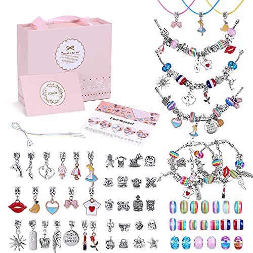 CGBOOM Juego de pulseras de abalorios, para hacer tú mismo, para niñas, joyas para manualidades, regalo de Navidad, regalo para niñas, 5 6 7 8 9 10 11 12 13 años