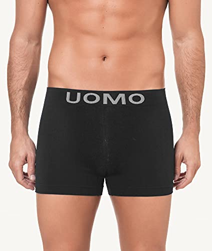 Channo Pack de 12 - Calzoncillos de Hombre, Boxer Lycra, sin Costuras Liso y con Color Uniforme (L)