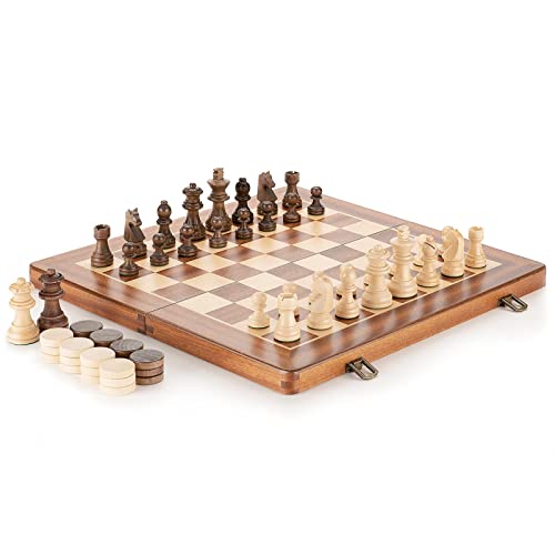 Chess Board Portable Large Chess Games Folding Wooden Premium Set Family Table GamePieces