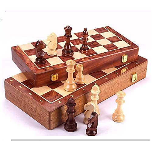 ChessSet Gift Wooden Chess Foldable Chess Board with Portable Chess Board Chess Set Premium Walnut Chess Set (39CM)