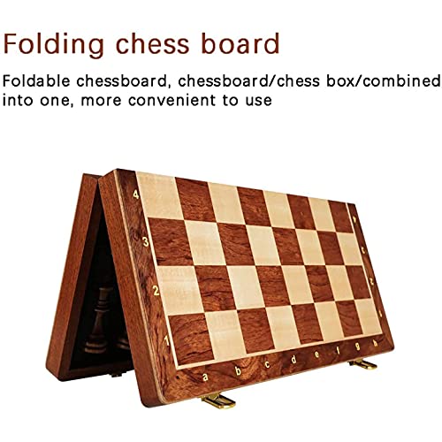 ChessSet Gift Wooden Chess Foldable Chess Board with Portable Chess Board Chess Set Premium Walnut Chess Set (39CM)