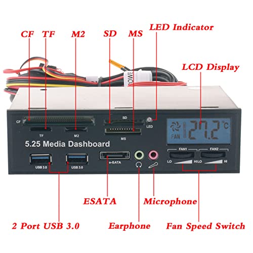 CHICIRIS Panel de Unidad óptica Frontal de Escritorio, Concentrador de Panel Frontal USB 3.0 de 5 GBP Compatible con Interfaz Múltiple Panel de 5,25 Pulgadas Transmisión Rápida para Escritorio