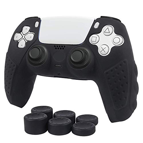 CHIN FAI for PS5 Controller Skin Case Cover with 8 Thumb Grips, Anti-Slip Silicone Skin Grip Protector Cover Case For Sony PS5/ Slim/Pro Controller (Negro)