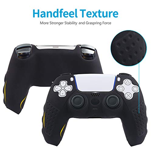 CHIN FAI for PS5 Controller Skin Case Cover with 8 Thumb Grips, Anti-Slip Silicone Skin Grip Protector Cover Case For Sony PS5/ Slim/Pro Controller (Negro)