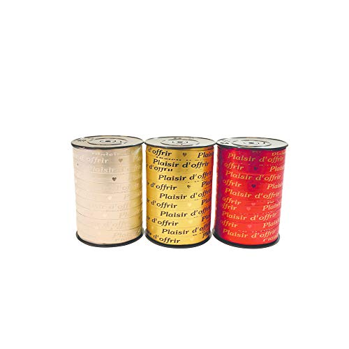 Clairefontaine 602106C - Une bobine de Ruban Bolduc Plaisir d'offrir - 250 m x 10 mm - Rouge - Ruban décoratif cadeau, DIY