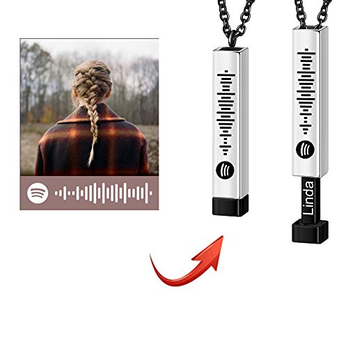 Collar con colgante de barra de código de Spotify de música personalizada, collar con nombre personalizado, colgante de código de canción, regalo de joyería para hombres, mujeres, parejas