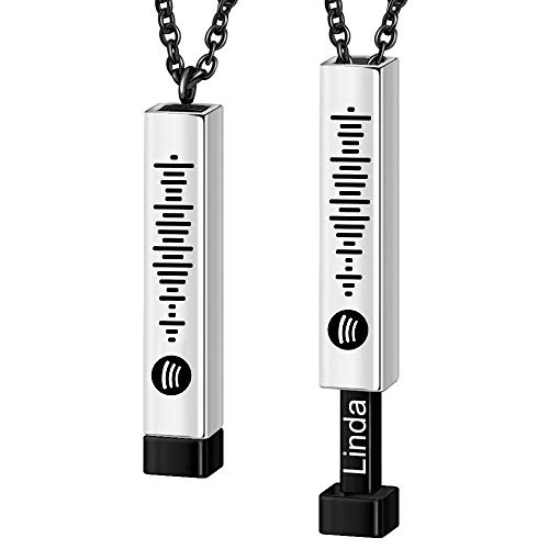 Collar con colgante de barra de código de Spotify de música personalizada, collar con nombre personalizado, colgante de código de canción, regalo de joyería para hombres, mujeres, parejas