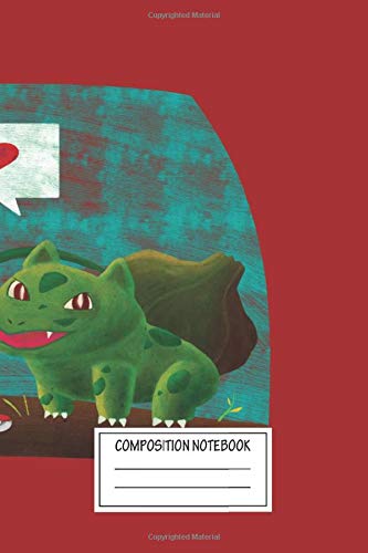 Composition Notebook: Gaming Bulbasaur In Love Pokemon Art Wide Ruled Note Book, Diary, Planner, Journal for Writing