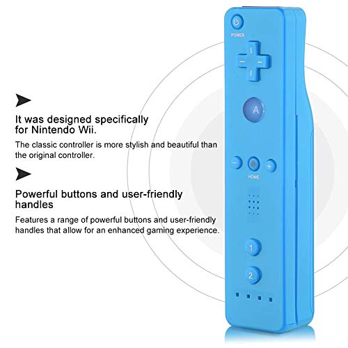 Controlador de Mango de Juego para Wii, Gamepad con Joystick analógico, función de detección triaxial, para Consola WiiU/Wii(Azul)