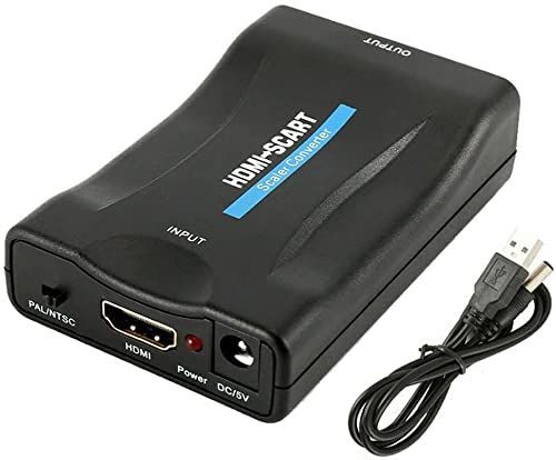 Conversor de HDMI a SCART, adaptador convertidor de HDMI a euroconector, compatible con formatos PAL / NTSC, adaptador de audio de 1080P para HDTV STB Xbox PS3 Sky DVD Blu-ray