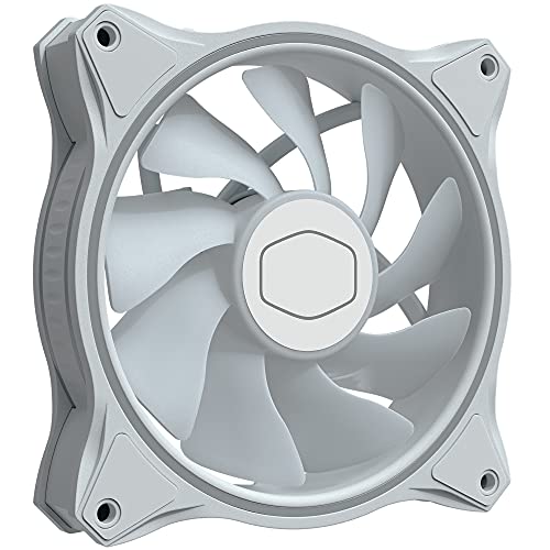 Cooler Master MasterFan MF120 Halo Edición Blanca ARGB: Ventilador de Caja y Refrigerador, Doble Anillo Iluminación ARGB, Diseño Aspa Híbrido, Sensor Protección y Amortiguador Vibración, 120mm Blanco