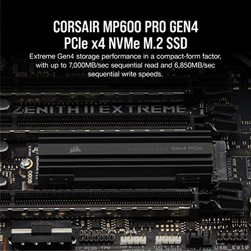 Corsair MP600 Pro SSD 1TB Disco Estado sólido, M.2 2280, NVMe, PCIe Gen. 4 x4, TLC NAND Alta Densidad, Velocidad de Lectura hasta 7.000 MB/s, Disipador de Calor de Aluminio