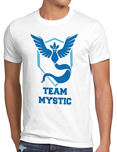 CottonCloud Team Azul Mystic Camiseta para Hombre T-Shirt Articuno, Talla:S, Color:Blanco