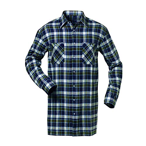Craft Land - Camisa de Franela (extralarga, Talla 3XL), diseño a Cuadros, Color Azul Marino, Blanco y Verde