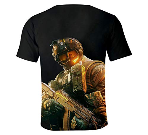 CTOOO Adultos Niños T-Shirt Rainbow Six Siege Digital Print Elegante Minimalista 3D Camiseta De Manga Corta para Hombres Y Mujeres (12,M)