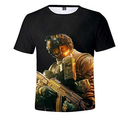 CTOOO Adultos Niños T-Shirt Rainbow Six Siege Digital Print Elegante Minimalista 3D Camiseta De Manga Corta para Hombres Y Mujeres (12,M)