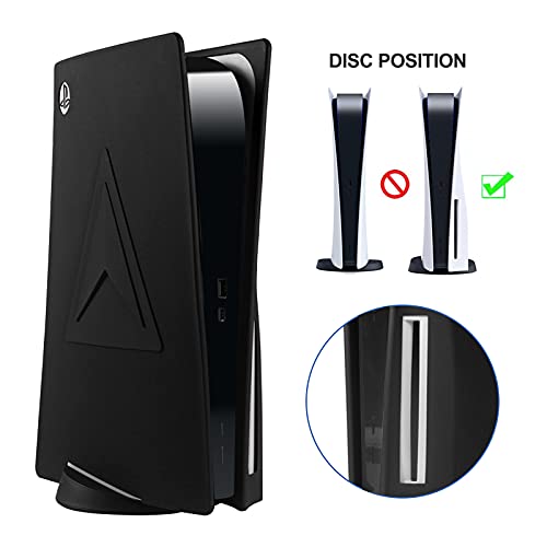 Cubierta Antipolvo+Cubierta del Controlador para PS5,Cubierta de Silicona para Disco Playstation 5,Accesorios para PS5,Protectora Impermeable Antiarañazos Antigolpes (Negro)