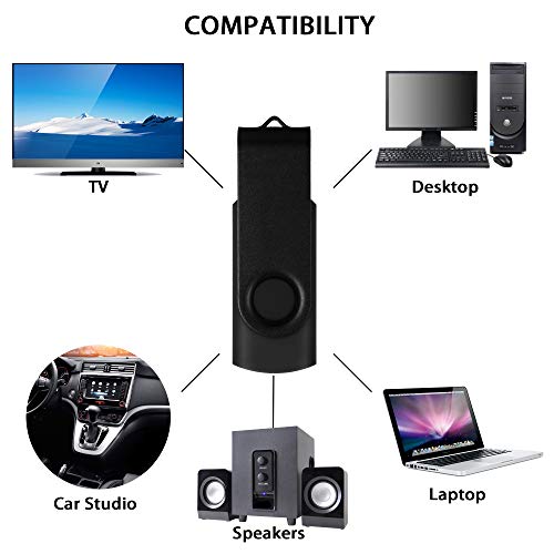 DataOcean 32GB Memorias USB 4 Piezas PenDrives Giratoria Pen Drive 32 GB Unidad Flash USB 2.0(4 Colores Mezclados: Negro Rojo Amarillo Plata)