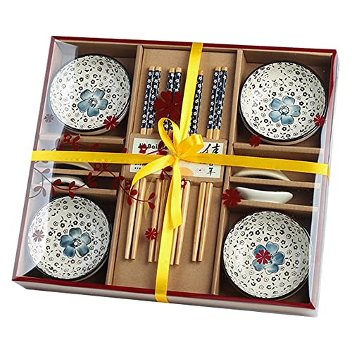 Dätenky Set de sushi de cerámica, juego de vajilla para sushi para cuatro personas, plato, palillos y soporte para palillos (azul)