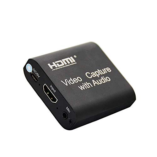 DDS-DUDES Tarjeta de captura de vídeo HDMI con entrada de micrófono de salida de audio, tarjeta de captura HDMI a salida USB 2.0 HD 4K 1080P vídeo para juegos, transmisión en vivo, grabación