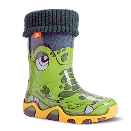 DEMAR - Botas de agua con forro para niños STORMER LUX, color Verde, talla 30/31 EU