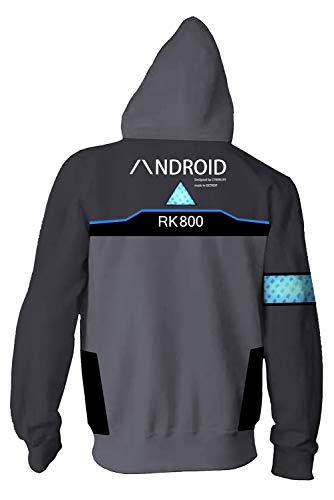 Detroit Become Human Connor RK800 - Sudadera con capucha para cosplay, color negro, XL