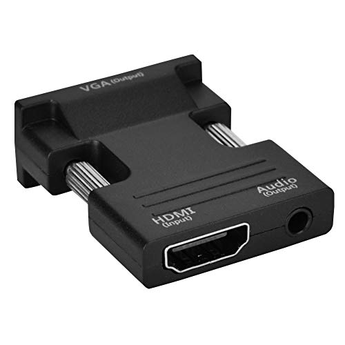 DEWIN Adaptador Convertidor,1080P HDMI Hembra a VGA Macho con Adaptador Convertidor de Salida de Audio para PC DV Tablet