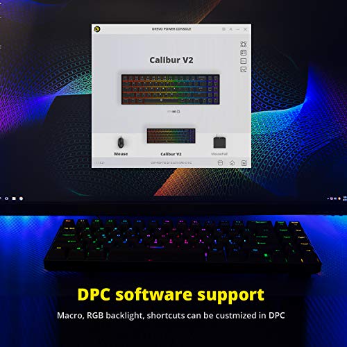 DREVO Calibur V2 Pro Teclado mecánico para Juegos RGB inalámbrico Mediante Bluetooth 5.1 con Cable USB-C extraíble,Compacto de 72 Teclas Distribución en español（Outemu Marrón，Negro）