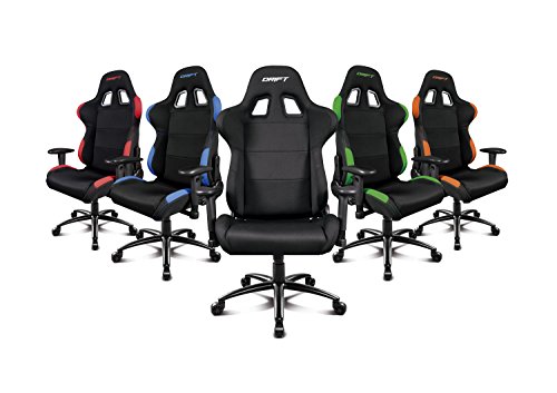 Drift DR100BR - Silla Gaming profesional, tela, reposabrazos 2D, piston clase 4, asiento basculante, altura regulable, respaldo reclinable, cojines lumbar y cervical, color negro/rojo