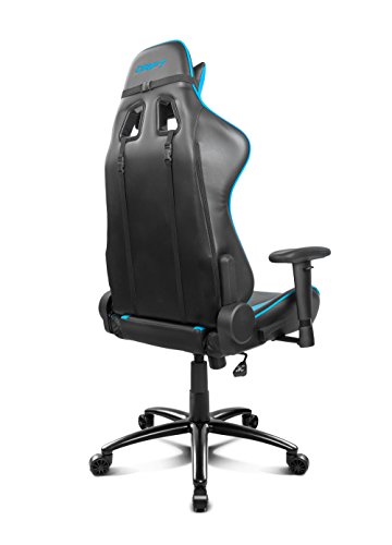 Drift DR150BL - Silla Gaming Profesional, polipiel, reposabrazos ajustable, piston clase 4, asiento basculable, altura regulable, respaldo reclinable, cojines lumbar y cervical, color negro/azul
