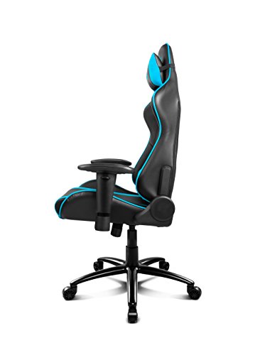 Drift DR150BL - Silla Gaming Profesional, polipiel, reposabrazos ajustable, piston clase 4, asiento basculable, altura regulable, respaldo reclinable, cojines lumbar y cervical, color negro/azul