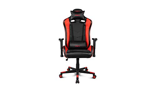 Drift DR85BR - Silla Gaming Profesional, polipiel, reposabrazos 2D, piston clase 4, asiento basculable, altura regulable, respaldo reclinable, cojines lumbar y cervical, color negro/rojo