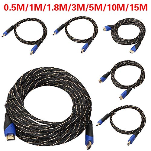 Duradero HDMI a los Cables AV Oro HDMI Cable 0.5M 1.8M 1M 3M 5M 8M 10M 15M Cable HDMI V1.4 Full HD 1080P 3D Plateado Planas for televisión de Alta definición LCD PS3 para BLU-Ray/TV Box/HDTV