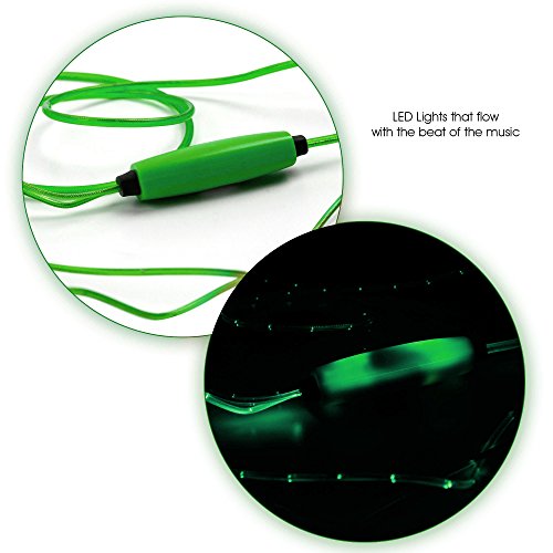 DURAGADGET Auriculares In-Ear con Luz LED Verde para Portátil HP Omen 15-dc0004ns, HP Pavilion 15-bc400ns- ¡Las Luces Se Mueven Al Ritmo De La Música!